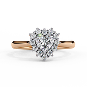 Heart Cut Moissanite Engagement Ring With Starburst Halo